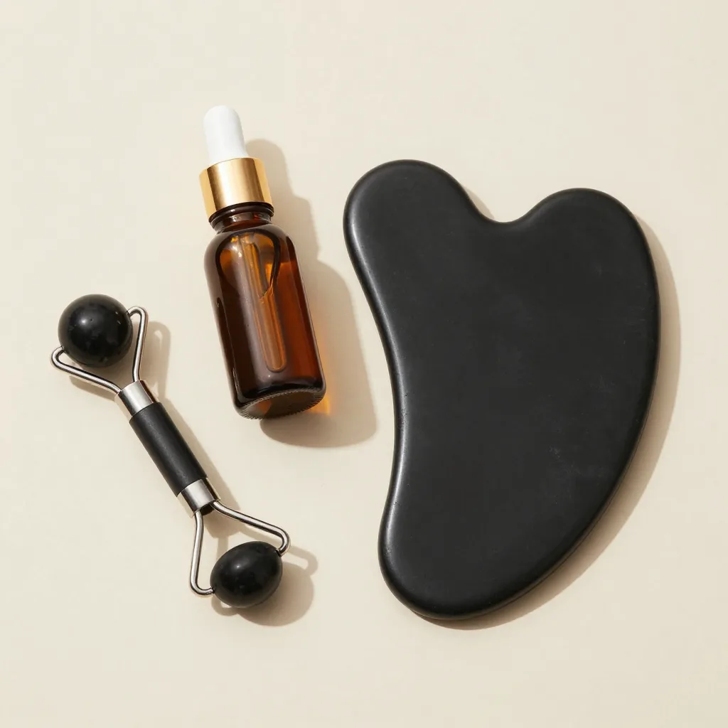 A complete obsidian gua sha ritual set