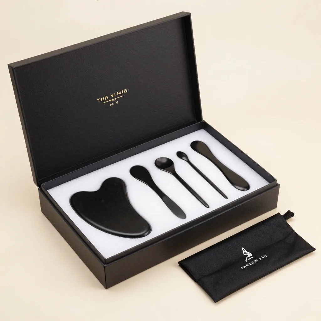 A Crowstone gua sha gift set in a hinged box